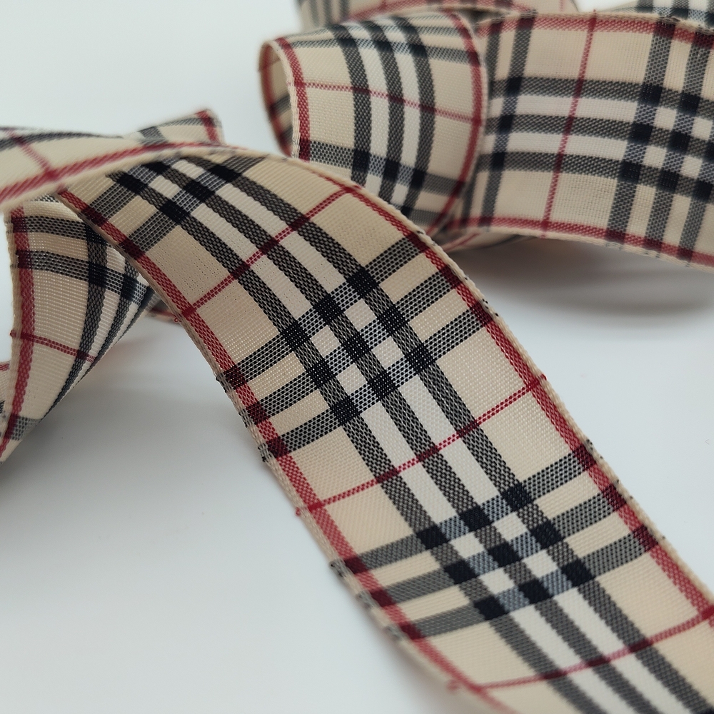 Authentic BURBERRY Plaid Gift Wrapping Ribbon ONE (1) Yard 1” Wide - Picture 2 of 3